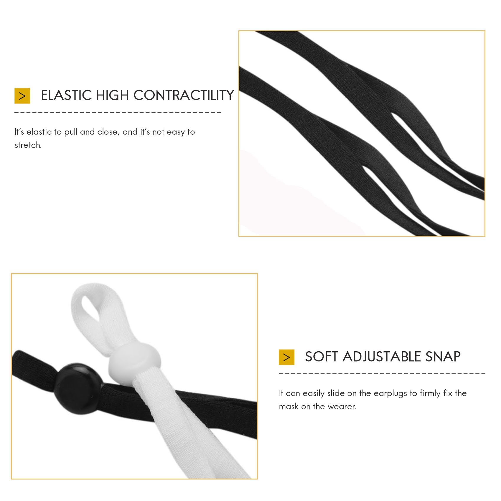 Mask Lanyard Adjustable - A27F-2000 قطعة حبل مطاطي للخياطة مع
