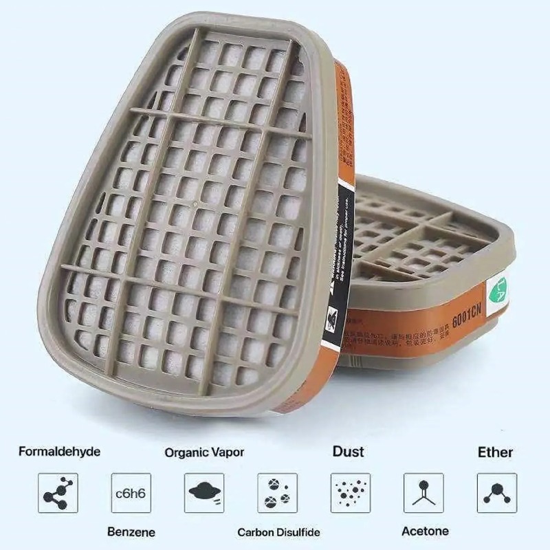 Dust Mask Construction - خراطيش الكربون المنشط 6001 وفلتر القطن