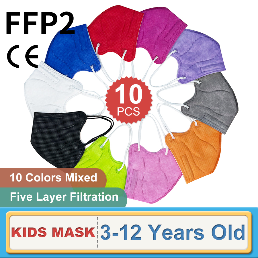 Kids Face Mask - 10 قطعة الأطفال FFP2 قناع الوجه
