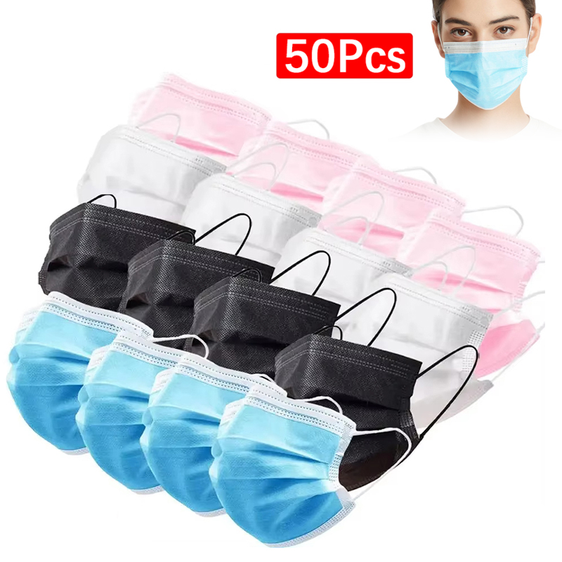 Disposable Mask Blue - 50 قطعة 3-layer قناع أقنعة الوجه