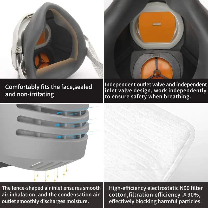 نصف قناع مضاد للأتربة مع فلتر  - مراجعة Dust Mask Construction وسعره
