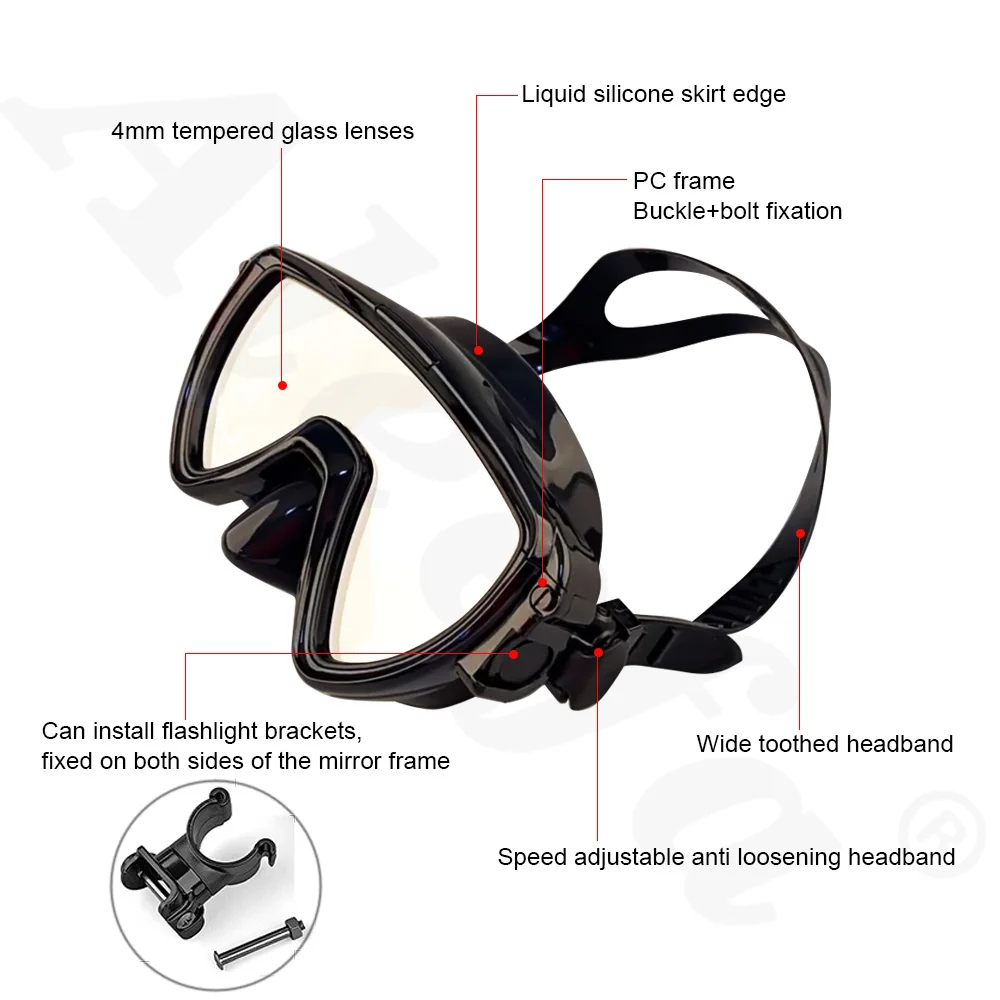 قناع غوص سكوبا مع قوس مصباح يد - مراجعة Silicone Mask Bracket وسعره